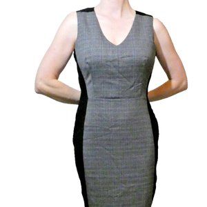 Dress Black Gray Fitted Sheath Plaid Office Work Wear WHBM Size 6